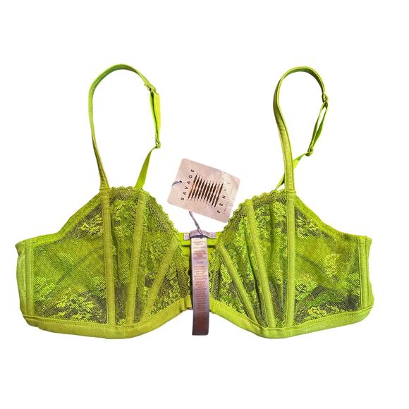 Savage X Fenty neon yellow lingerie bra NWT size XL - Picture 1 of 4
